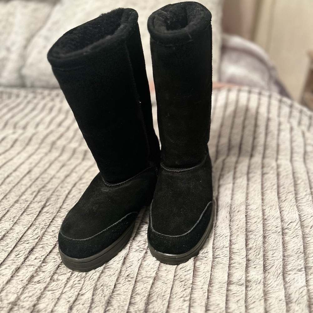 Cloud Nine Sheepskin Boot Tall Black Lined Rugged Warm Winter Women’s Size 5